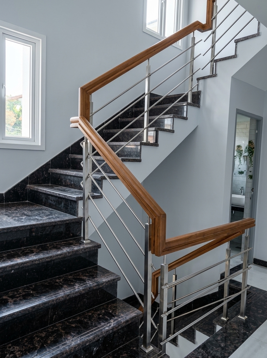 SS Railing with Wooden Top